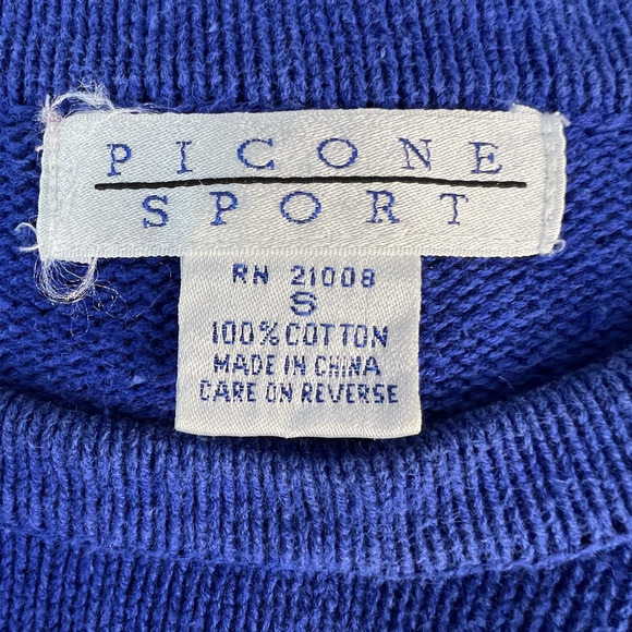 Vintage Picone Sport Womens Beach Print Oversized Sweater Blue Crewneck 80s - Picture 4 of 4